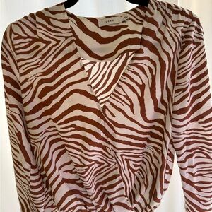 Lush Zebra Print Blouse in Brown and White
